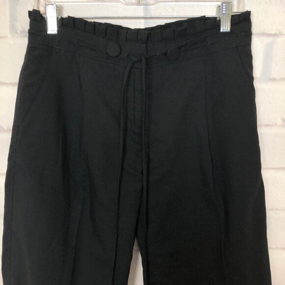 3.1 Phillip Lim Black Wool Linen Pants Size 4 Wide Leg Crop - Picture 2 of 9